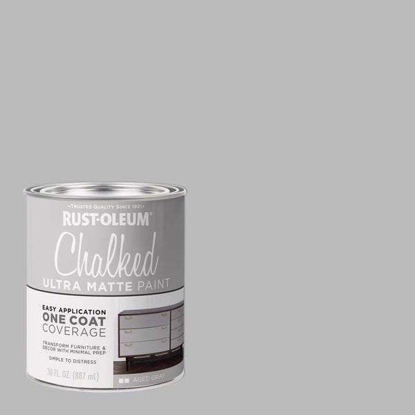 Rust-Oleum 1 qt Brands 285143 Aged Gray Chalked Ultra Matte Paint, 30 Fl Oz (Pack of 1)
