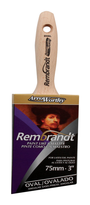 Arroworthy 6426-3 Rembrandt Beaver-Tail Angle Semi-Oval Brush, Polyester, 3''