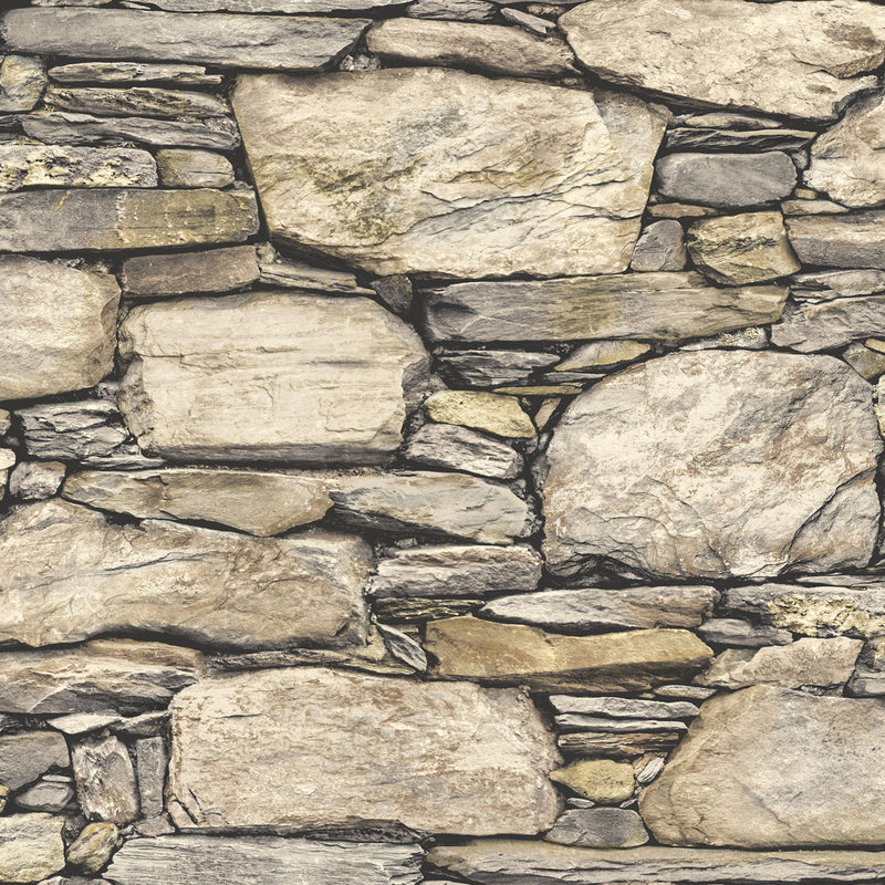 NuWallpaper Hadrian Stone Wall Peel and Stick Wallpaper, Brown, Removable Wallpaper, 20.5 in x 18 ft