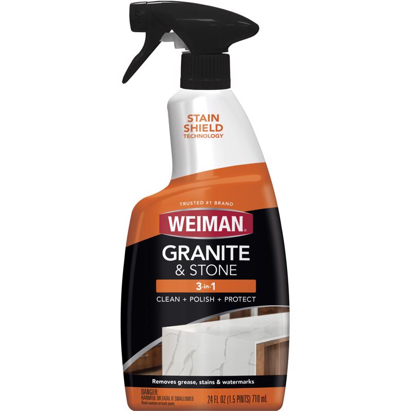 Granite Stone Clean, Polish and Protect - 24 Ounce - Streak-Free, pH Neutral Formula for Daily Use on Interior and Exterior Natural Stone