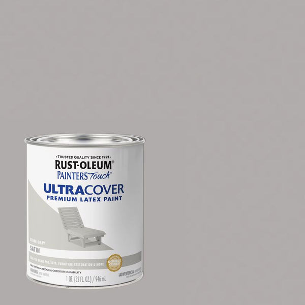 Rust-Oleum 267335 Painter's Touch Latex Acrylic Paint, Satin Stone Gray 32 Fl Oz (Pack of 1)