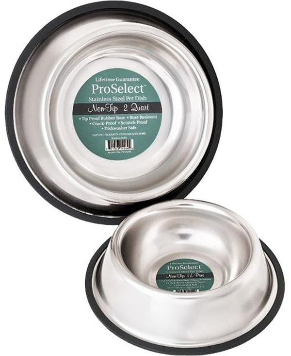 Proselect Stainless Steel X-Super Heavyweight Non-Tip Pet Bowl, 9-Inch, 3-Quart ZW142 96/57696