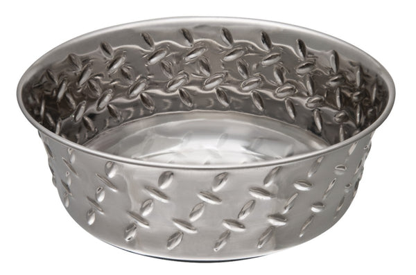 Loving Pets Diamond Plated Dog Bowl with Non-Skid Bottom, 1-Pint 7254