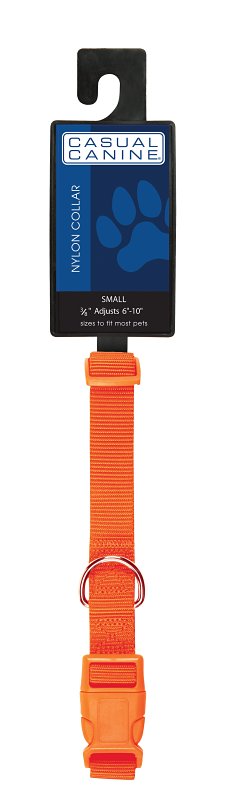 Zack & Zoey ⅝" Wide Nylon Dog Collar, Fits Necks 10" to 16", Orange ZM2391 10 69