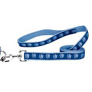 Guardian Gear Nylon Two-Tone Pawprint Dog Leash, 4-Feet x 5/8-Inch Lead, Blue