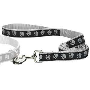 Casual Canine TwoTone Pawprint Dog Lead, 6-Foot x 1-Inch, Black