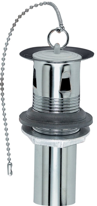 Plumb Pak PP19PC 1-Piece Po Plug Drain with Chain and Stopper, 5 X 1-1/4 in, 22 Ga, Chrome Plated