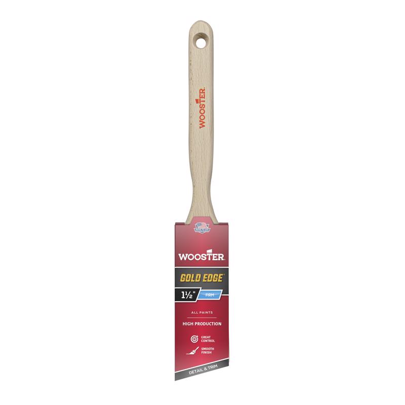 Wooster 5231-1 1/2 Series 5231 1-1/2" Edge Angle Brush, 1 1/2 Inch, White,Gold
