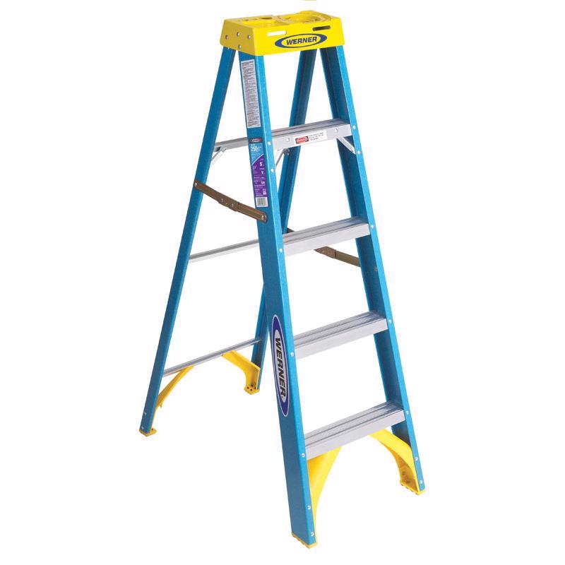 Werner 6005 250-Pound Duty Rating Fiberglass Stepladder, 5-Foot, 5 feet, Gray