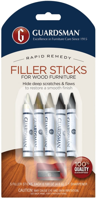 Guardsman Wax Wood Furniture Filler Sticks, Furniture Scratch Repair Kit for Wood Floors, Cabinets, Chairs, and Furnishings, 5 Colors 500300