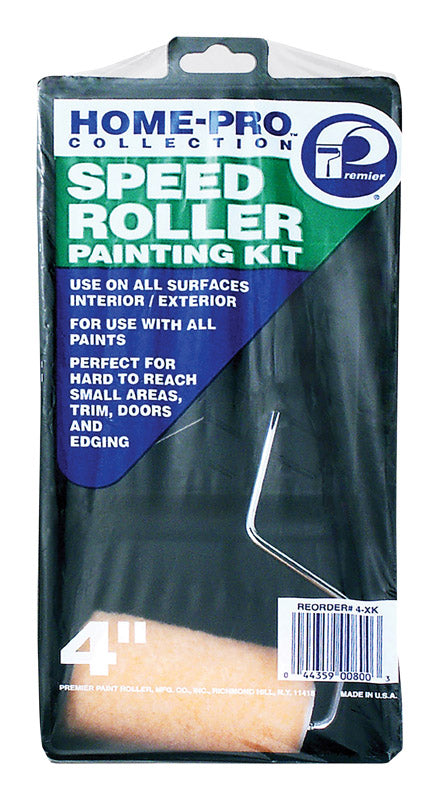 Premier 4" Home-Pro Speed Roller, Frame and Plastic Tray Paint Kit, 3 Piece, 4-XK