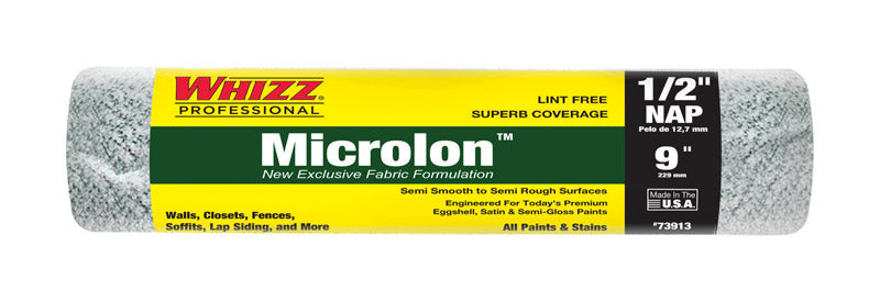 WHIZZ Series 73913 9" Microlon 1/2" Nap Roller Cover, 9 inches, No Color