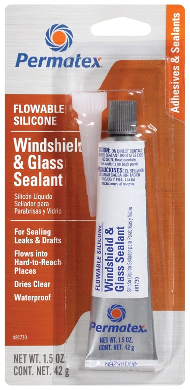 Permatex 81730 Flowable Silicone Windshield and Glass Sealer, 1.5 oz.