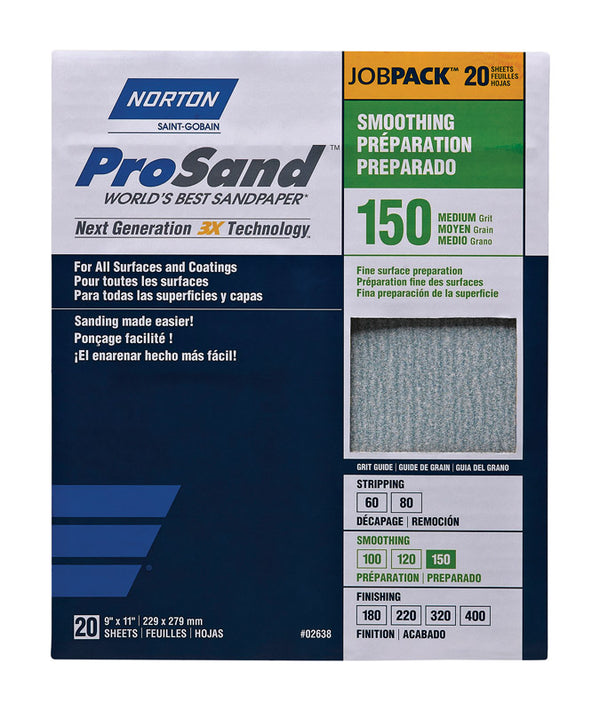 9" x 11" Norton 02638 ProSand Sanding Sheet 150-Grit Job-Pack 07660768171