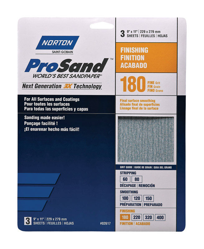 9" X 11", 3X Handy Pack, 3 Sheets, 180 Grit