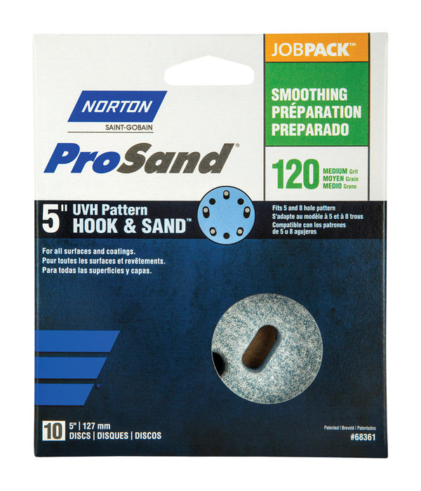 Norton ProSand 5 in. Ceramic Blend Hook and Loop 5 and 8 Hole UVH Smoothing Disc 120 Grit Medi - Case of: 1 07660768361