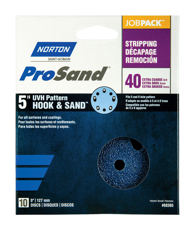 Norton 07660768365 Prosand Universal Vacuum Sanding Disc, Grit 40, 5", 10 Piece