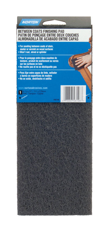Norton 48146 Hand Pad, 11 in L X 4-3/8 in W, Non-Woven, Gray, quot quot, Grey
