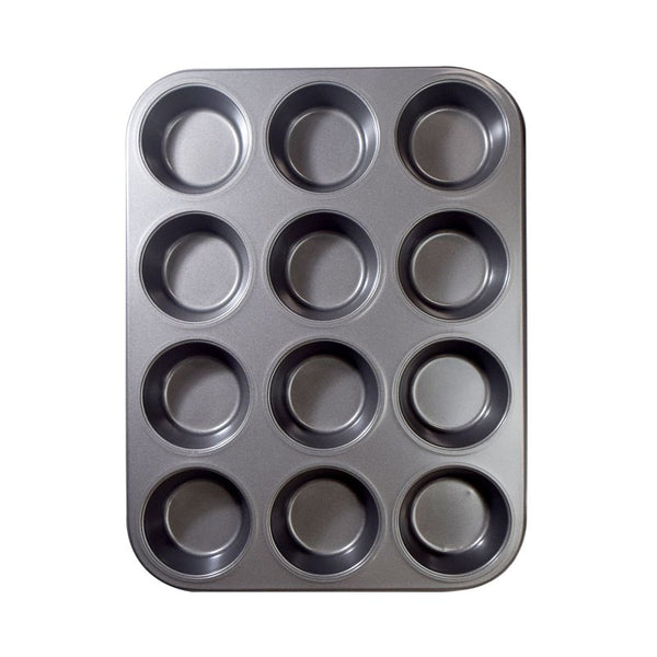 Ecolution Bakeins 12 Cup Muffin and Cupcake Pan ? PFOA, BPA, and PTFE Free Non-Stick Coating ? Heavy Duty Carbon Steel ? Dishwasher Safe ? Gray ? 13.75? x 8.25? x 1.125? EIGY-3812