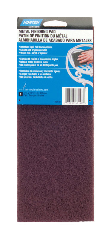 Norton 48148 Hand Pad, 11 in L X 4-3/8 in W, Non-Woven, Maroon, quot quot