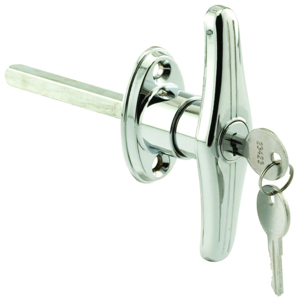 Prime-Line GD 52122 Door T Handle Lock, Keyed, Die Cast Zinc, Chrome Plated