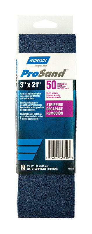 Norton 3X High Performance Portable Sanding Belt, Zirconia Alumina, 21" Length x 3" Width, Grit 50 Coarse (Pack of 2)