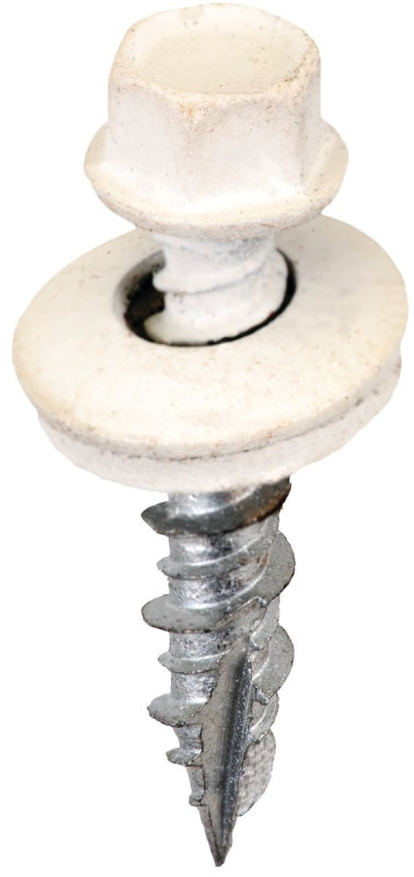 Acorn SW-MW1W250 white #9 x 1 in hex head roofing screw with EPDM washer