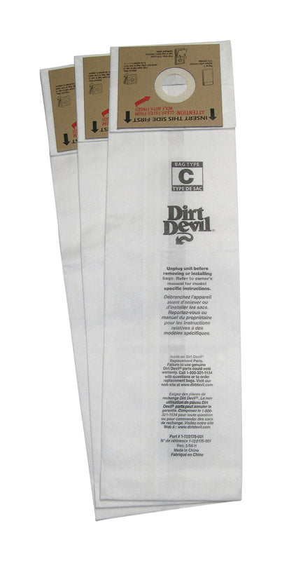 3 Genuine Royal Dirt Devil Type C Vacuum Bags OEM 3700147001 (5-Pack)