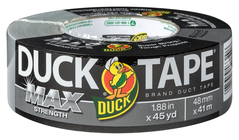 Duck Max Strength 240201 Duct Tape, 1-Pack 1.88 Inch x 45 Yard Silver