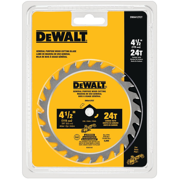 Dewalt Dw Sawbld 4-1/2X3/824T Circular Saw Blade Carbide DWA412TCT