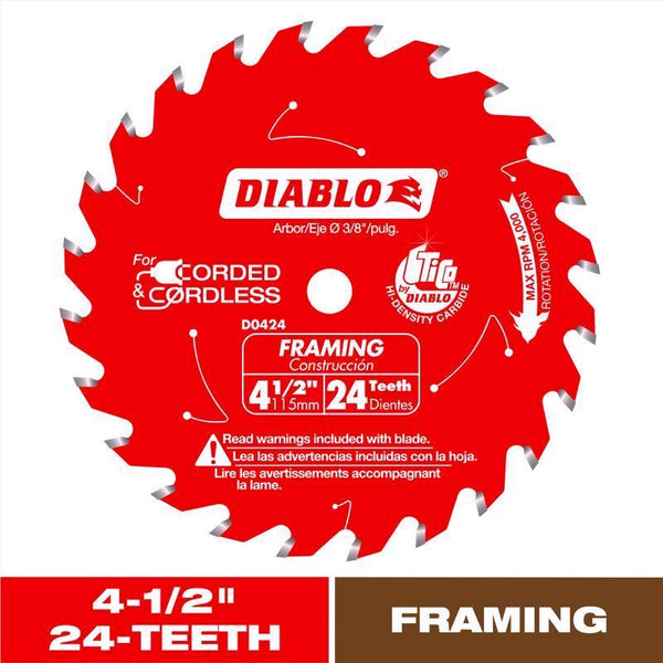 Freud-Diablo 4-1/2 X 24T Framing Saw Blade TiCo Hi-Density Carbide D0424X