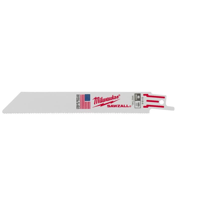 2 Pack Milwaukee 48-00-5184 6" x 18TPI Sawzall Blade for Metal Cutting 3/4" Height 5 Blades per Pack