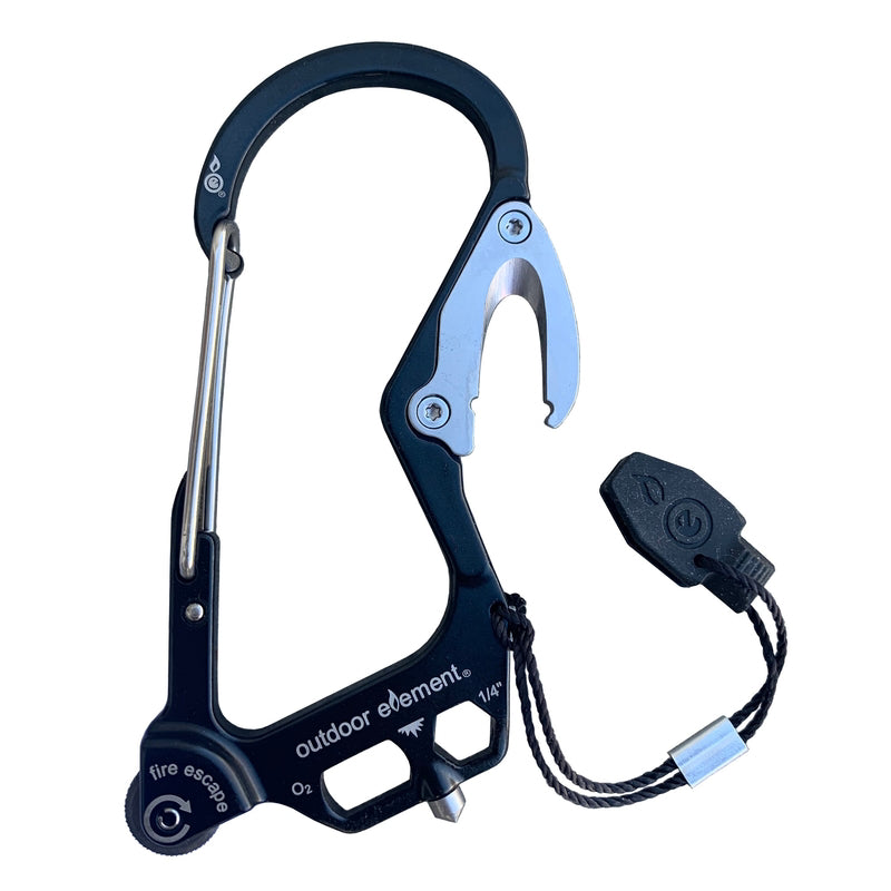 OUTDOOR ELEMENT Fire Escape, Emergency Escape Tool, Seatbelt Cutter, Window Breaker, Multi Tool, Fire Starter, Carabiner, and Much More