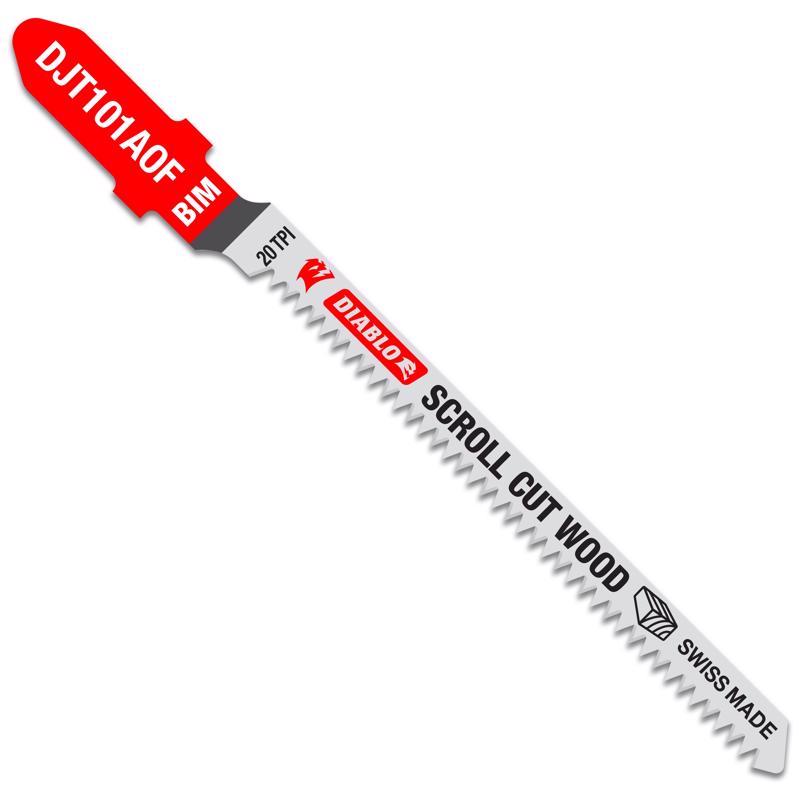Diablo 3-1/4" 20TPI Bi-Metal T-Shank Jig Saw Blades for Scroll Cuts in Wood, 5pk