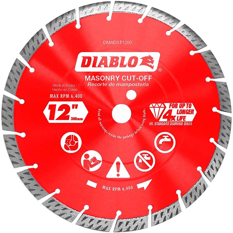Diablo by Freud DMADST1200 12 in. Diamond Segmented Turbo Cut-Off Discs for Masonry Multi, One Size