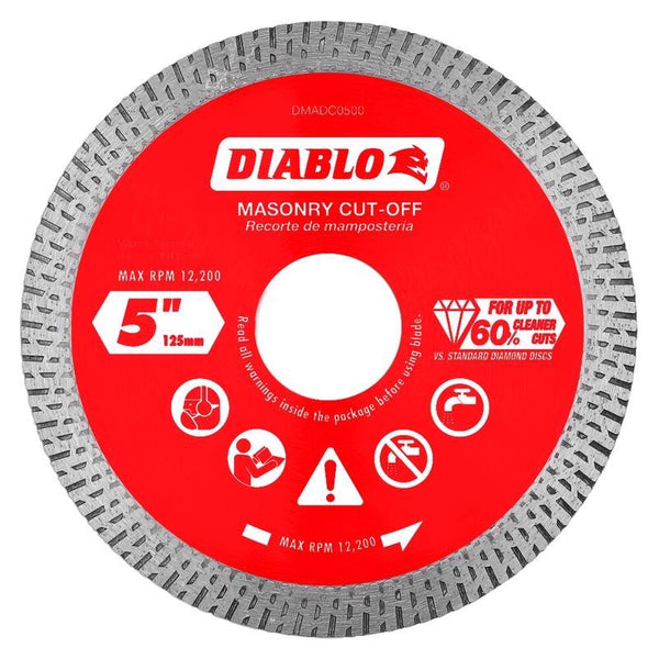 Diablo DMADC0500 5 in. Diamond Continuous Rim Cut-Off Discs for Masonry
