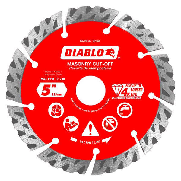 Diablo DMADST0500 5 in. Diamond Segmented Turbo Cut-Off Discs for Masonry