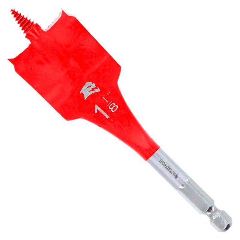 Diablo Spade Bit for Wood - Speed-TIP Design - 1-1/8" Diameter, 4" Length, 1/4" Hex Shank - DSP1070