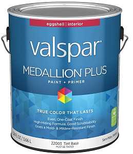 Valspar 22003 Tint Base Medallion Plus Interior Paint & Primer, Eggshell, 1 Gallon