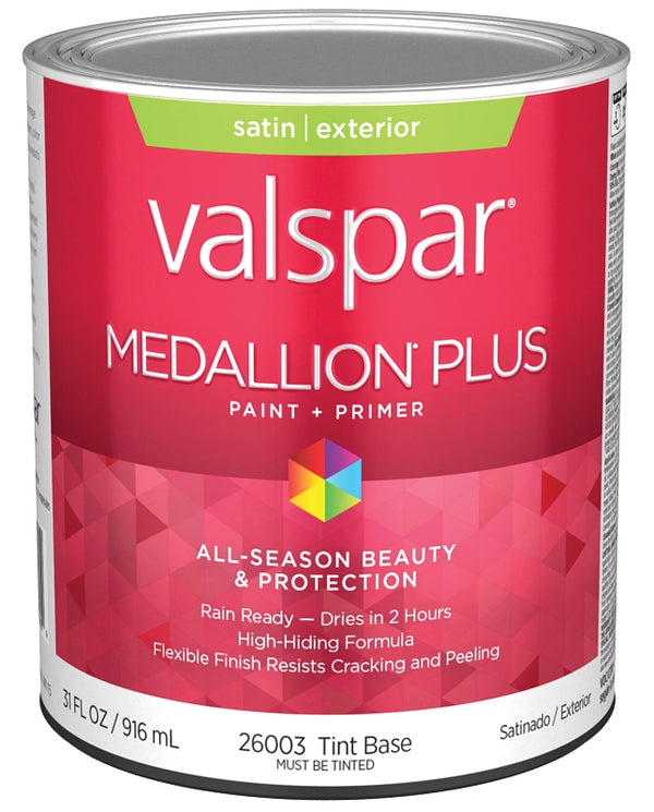 Valspar 26003 Tint Base Medallion Plus Exterior Paint & Primer, Satin, 1 Quart 028.0026003.005