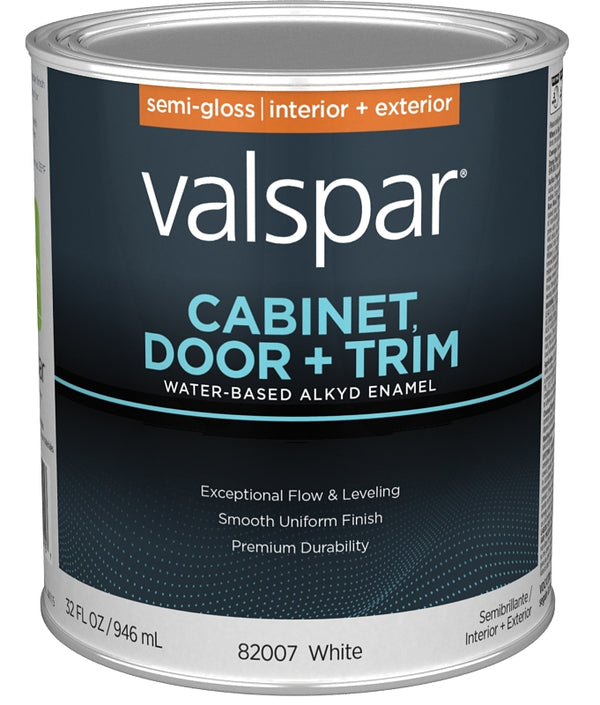 Valspar 82007 White Base Cabinet, Door & Trim Interior and Exterior Oil Enriched Enamel, Semi-Gloss, 1 Quart 028.0082007.005