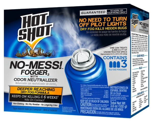 Hot Shot 100047495 HG-20177 No Mess Fogger, Aerosol, 3/1.2-Ounce, Model:100047, Case Pack of 1