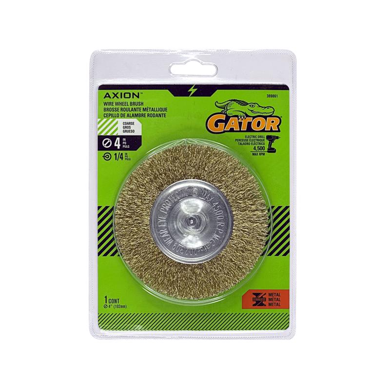 Gator 4 in. Coarse Crimped Wire Wheel Brush Brass Coated Steel 4500 RPM 1 pc