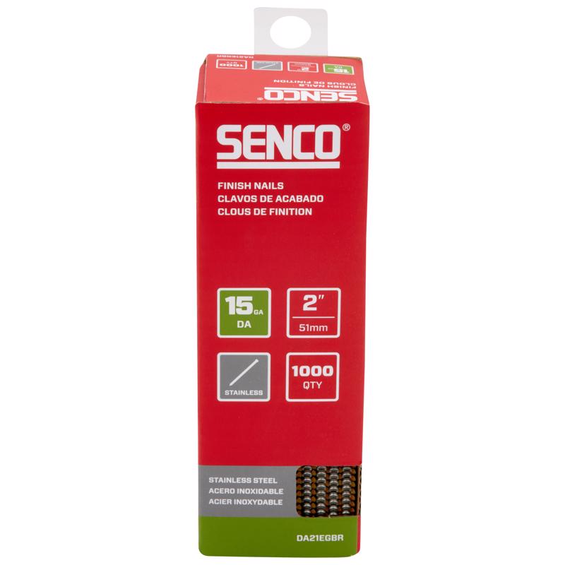 SENCO DA21EGBR 2" 15 Gauge Angled Finish Nails, Stainless Steel Finish 1,000 Count Pack