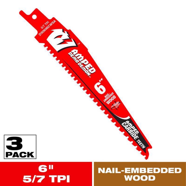 Freud-Diablo 6 Tct Nail Emb Wood Amped 3PK DS0606CWSA3