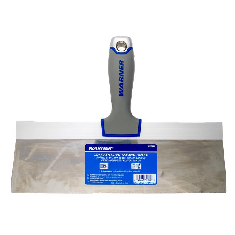 Warner 12" ProGrip Stainless Steel Drywall Taping Knife, Soft Grip Handle, 10922