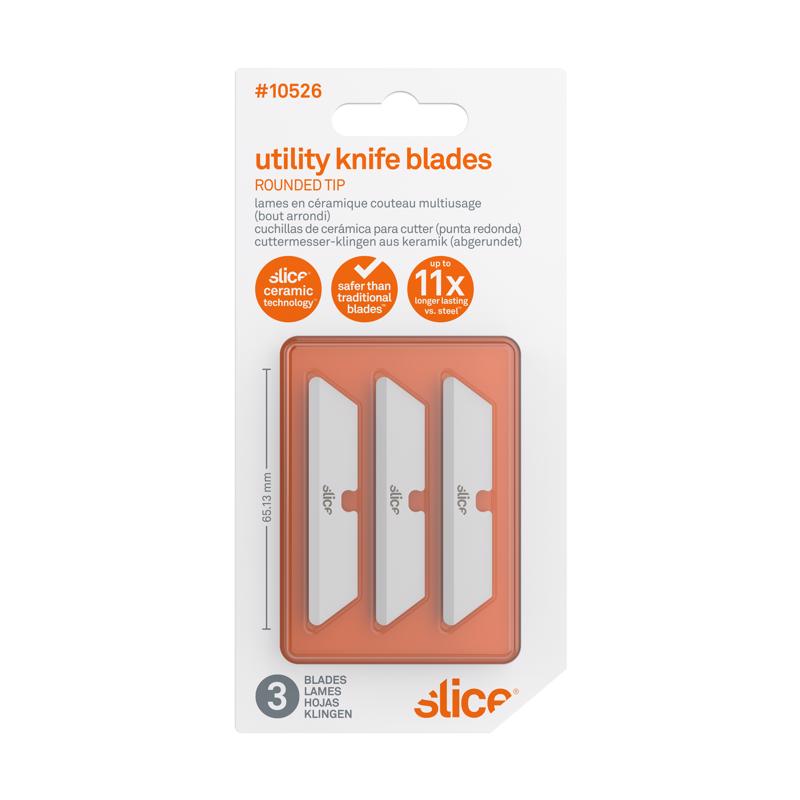 Slice 10526 Rounded Tip Ceramic Replacement Blade with 1" Cutting Depth, Equivalent to 20 Metal Blades (3 Pack), White