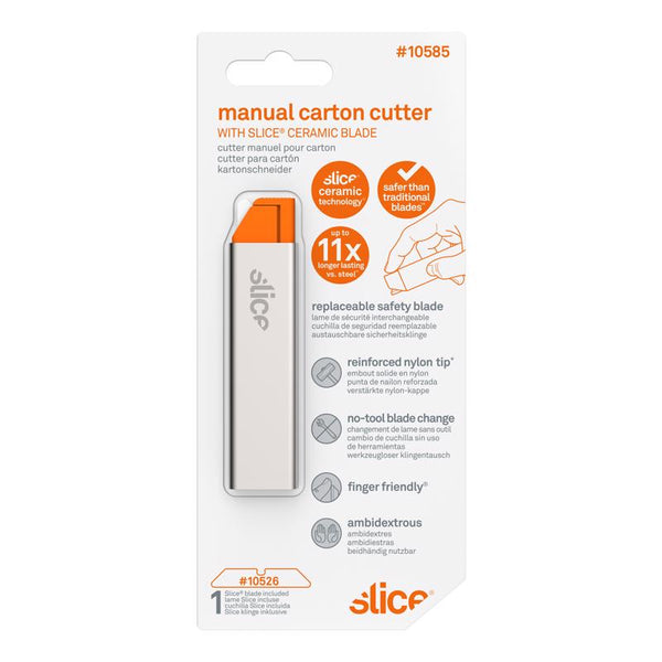 Slice Carton Safe Ceramic Box Cutter, 1 Pack, Grey + Orange 10585