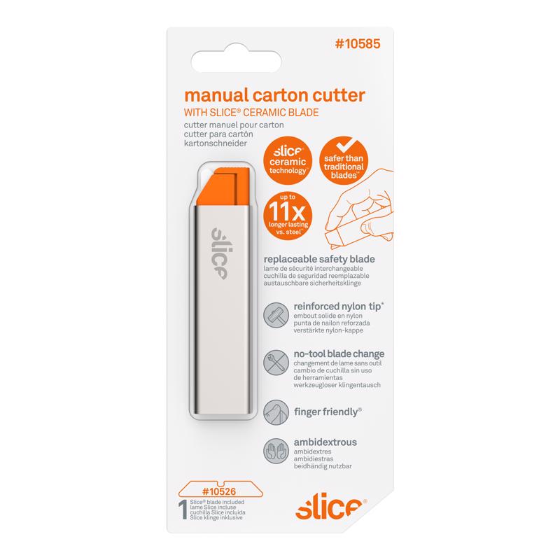 Slice Carton Safe Ceramic Box Cutter, 1 Pack, Grey + Orange