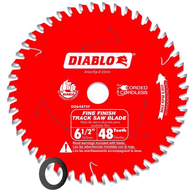 Diablo Track Circular Saw Blade for Fine Finish and Plywood - Ideal for Carpenters, Installers and Remodelers - 6-1/2" Diameter, 48-Teeth, 8,800 Max RPM - D0648TSF